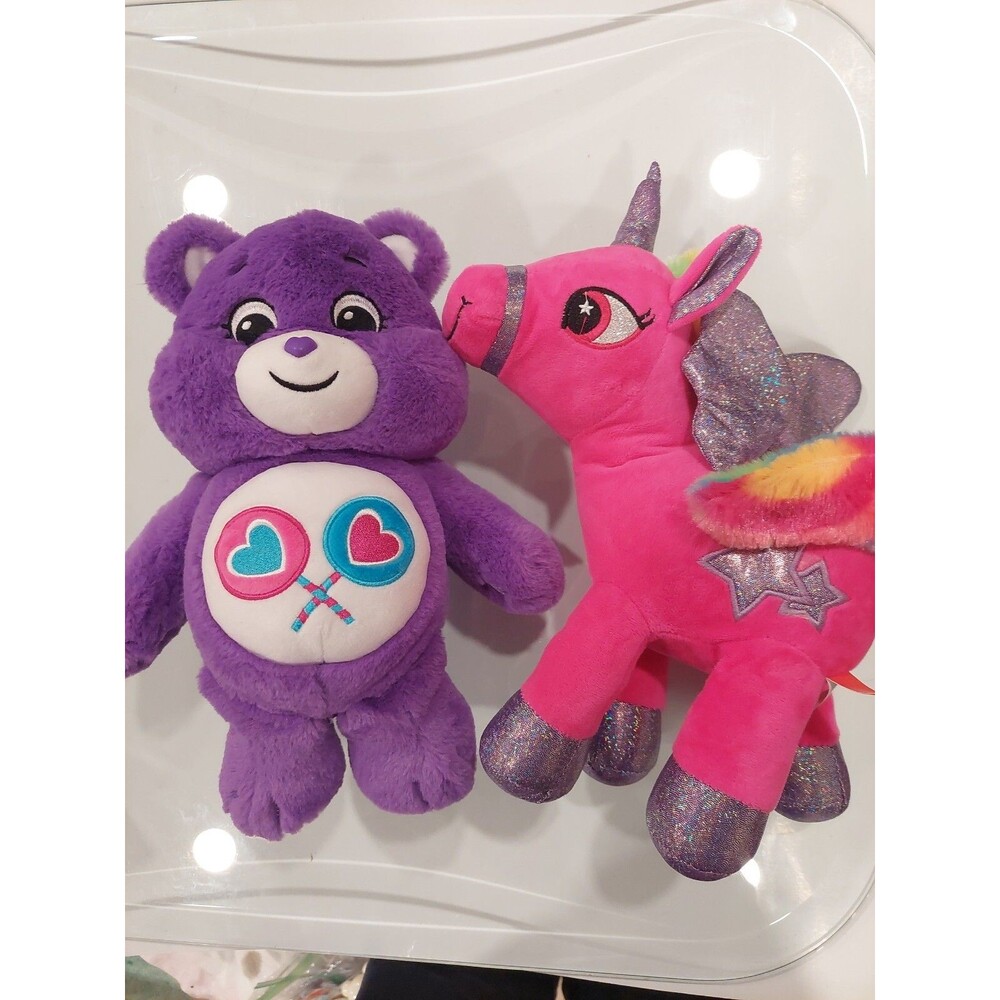 Lot Soft Purple Care Bear And Pink Unicorn Stuffed Toys